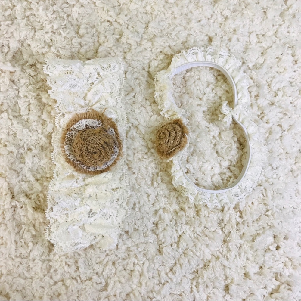 Burlap Lace Double Garter Set